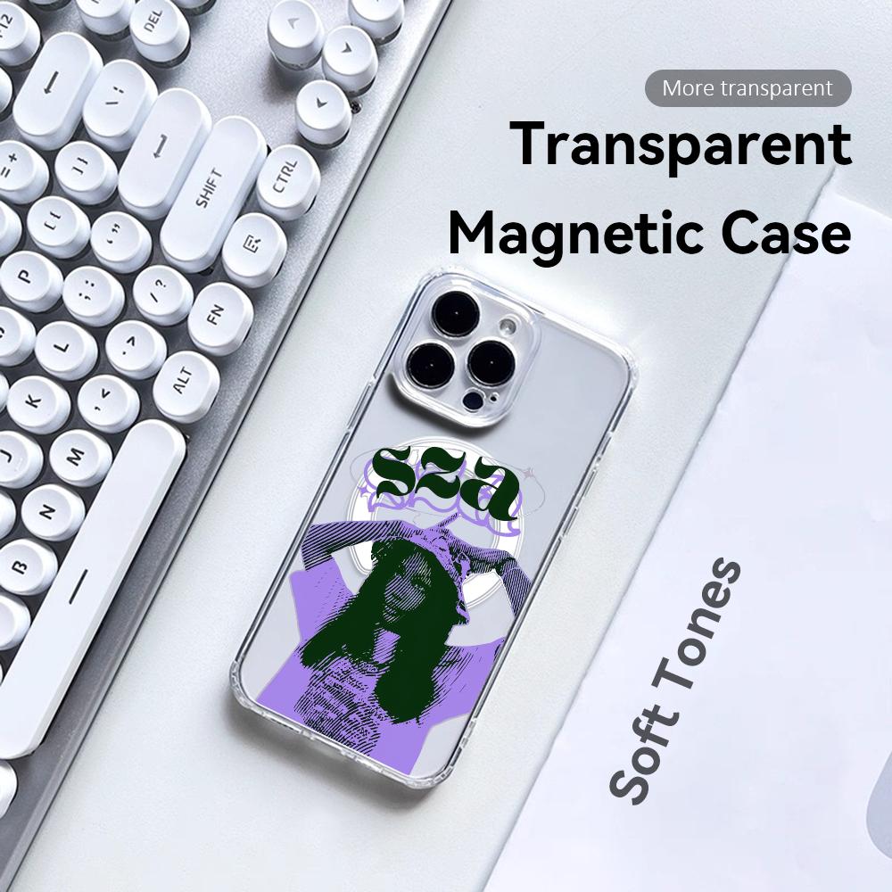 Saturn Singer S-SZA Phone Case For iPhone 17 16 15 14 13 12 Pro Max Plus With Magnetic Crystal Clear Case Wireless Charge