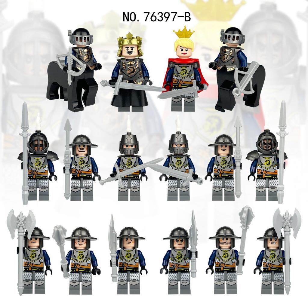 16 76394Ab 76397Ab Medieval Knights Army Building Block Figurine Assembly Toy
