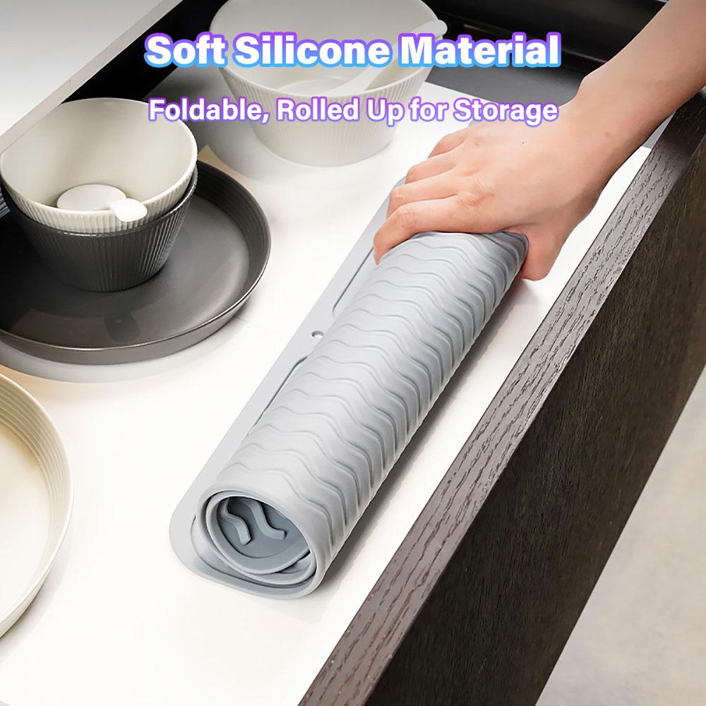 SW 1PC Wave Groove Drain Silicone Pad Multi Functional Draining Mat Kitchen Tableware Anti Slip Drying Mat Heat Insulation Pad