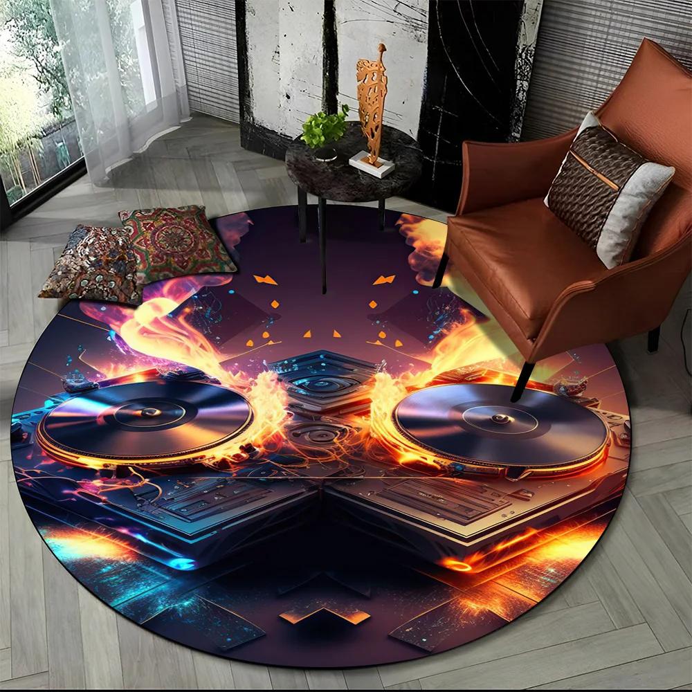 Colorful Musical Note Music Score Cartoon Round Carpet Rug for Living Room Bedroom Kids Playroom Decor,Pet Area Rug Non-slip Mat