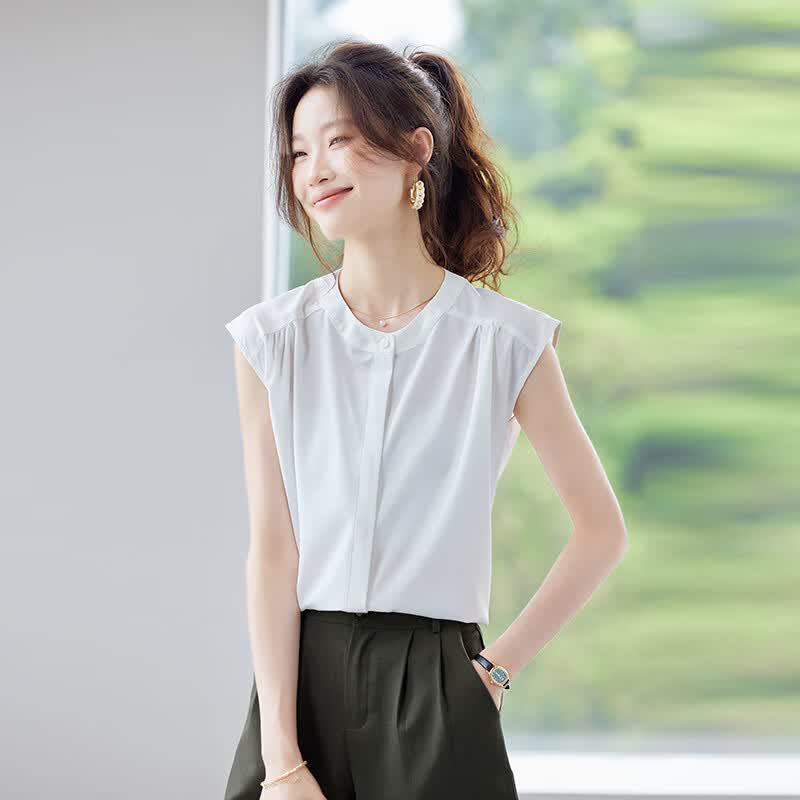 Elegant Women's Sleeveless Chiffon Blouse