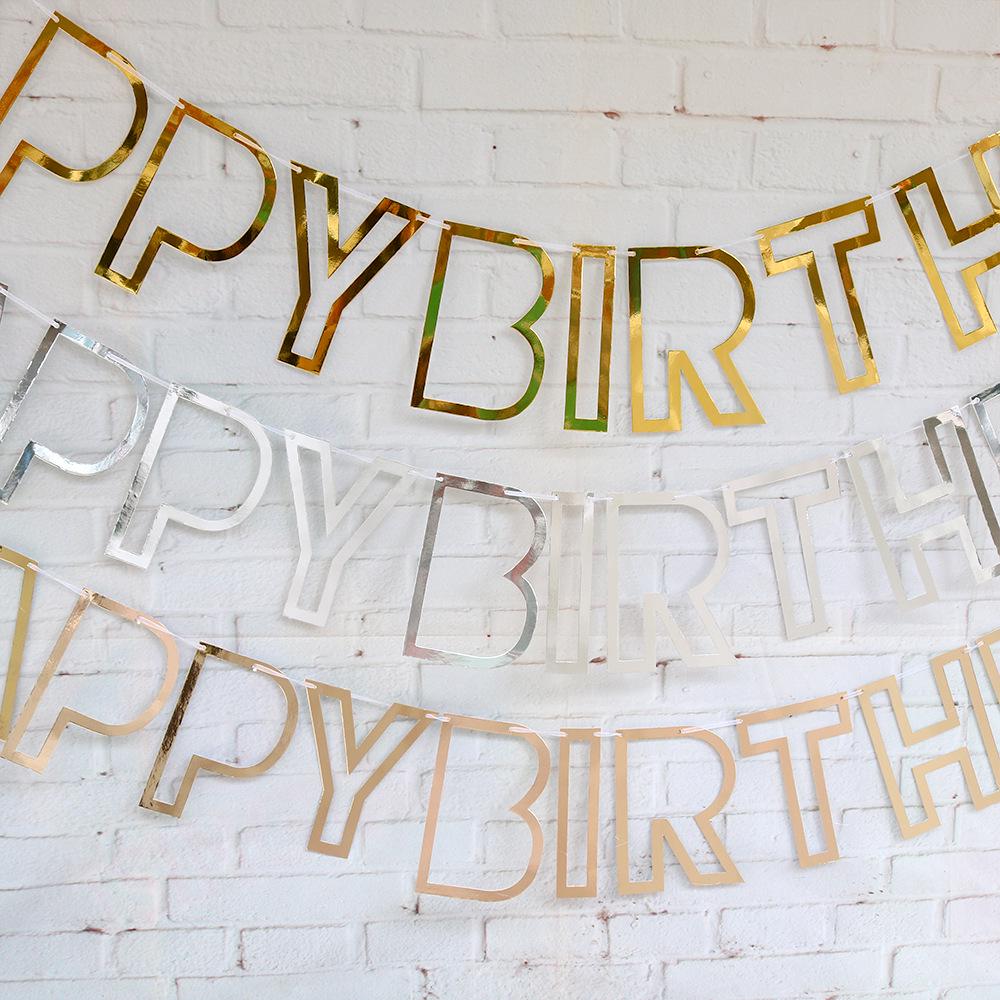 Hollow-Out Happy Birthday Bunting Decoration & Photo Props