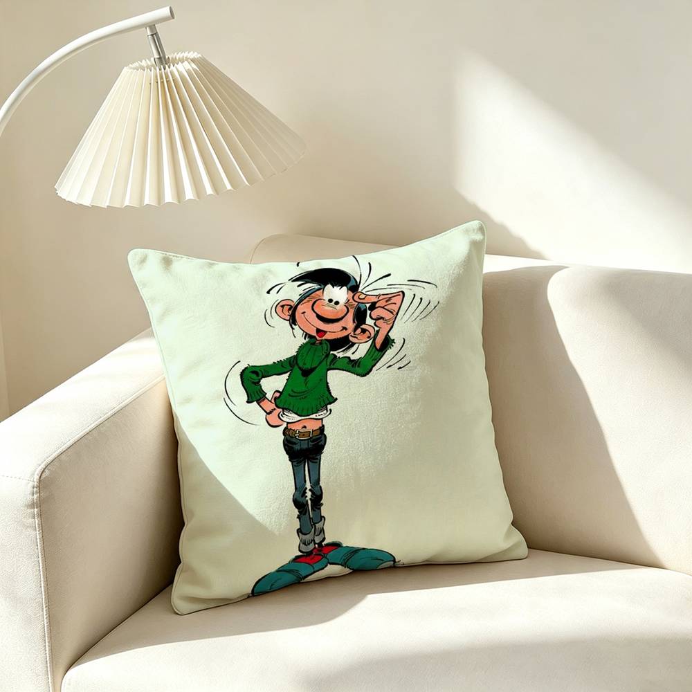 G-Gaston Lagaffe Comic Square Double-Sided printed Pillow Case Bedroom Bedside Pillow Sofa Cushion Cover