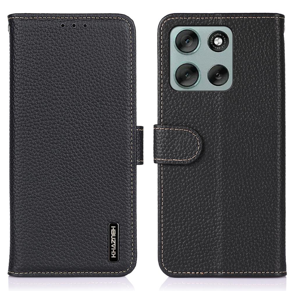 

KHAZNEH Чехол-книжка из натуральной коровьей кожи для Motorola Moto G56 5G Black