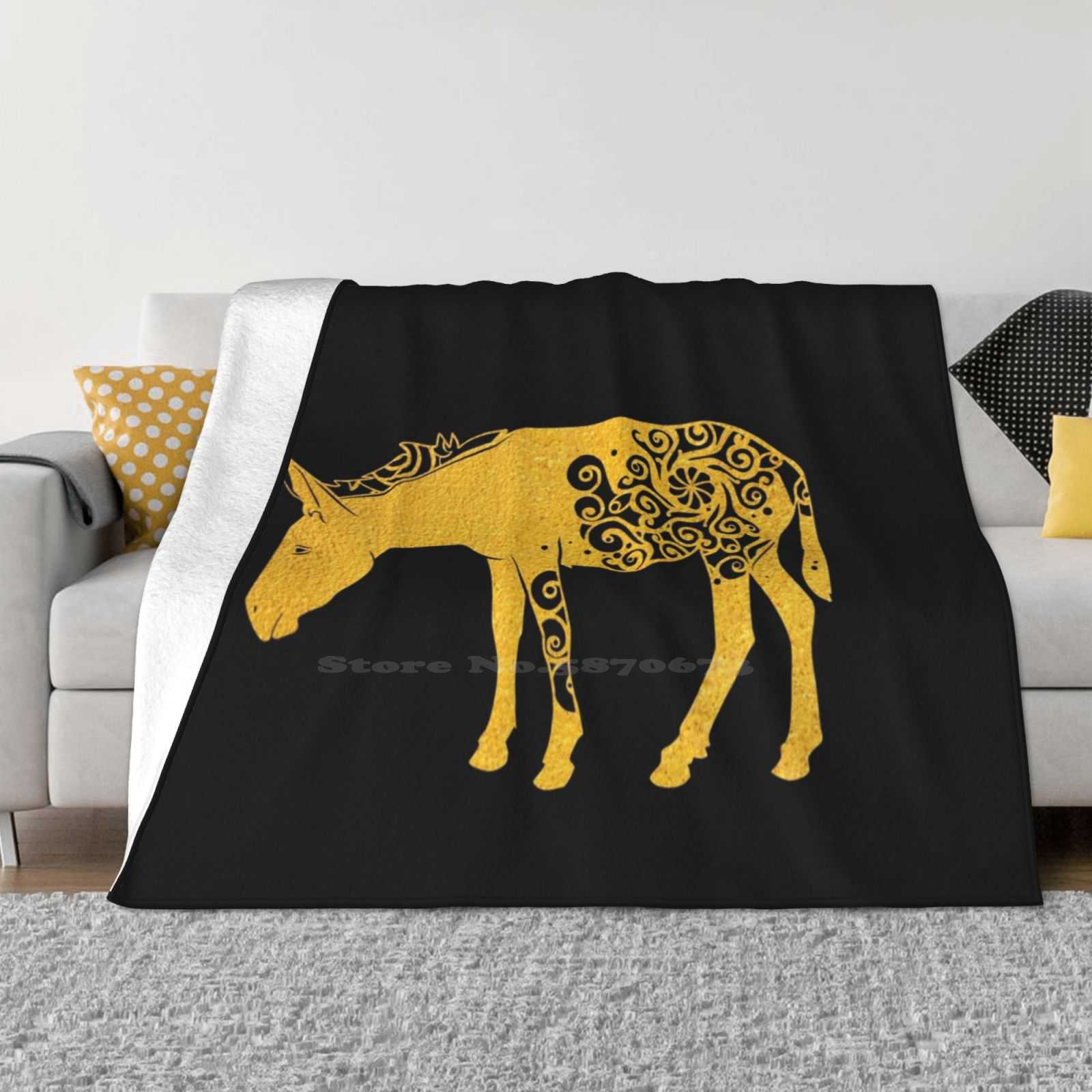 Gold Mule Papercut Mandala Art Soft Warm Light Thin Blanket Gold Mule Goldesel Horsewomen Horsewoman Mandala Mule Lover 30x40in
