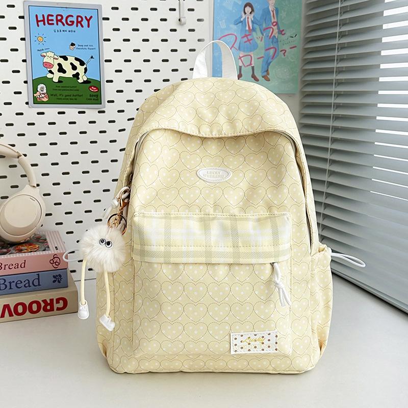 Schoolbag Korean Version Ins Small Fresh Schoolbag Cute Polka Dot Girl Heart Large Capacity Backpack Niche Light Class Backpack
