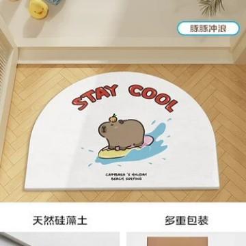 Cartoon hard diatom mud floor mat bathroom suction board non-slip quick-drying mat toilet door toilet floor mat foot mat