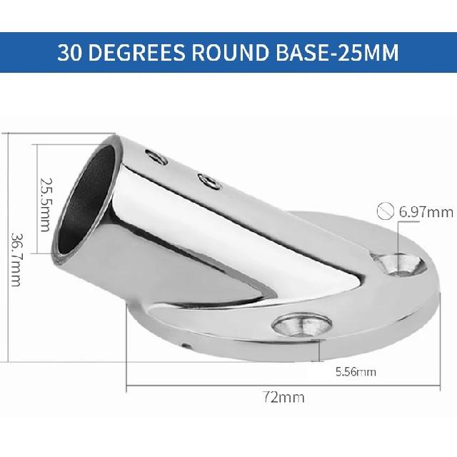 Alastin 30/45/60/90 Degrees 25mm Mount Pipe Stanchion 316 Stainless Steel Boat Handrail Fittings Stanchion Round Base