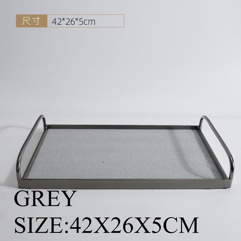 

Metal Decorative Tray Leather Storage Tray Modern Minimalist Living Room Coffee Table Desk Organizer Home Decoration Storage