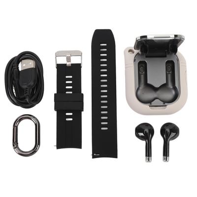 2 In 1 Smart Watch with Earbuds 2.01 Inch TFT Touch Screen Bluetooth Call Music Play Step Count