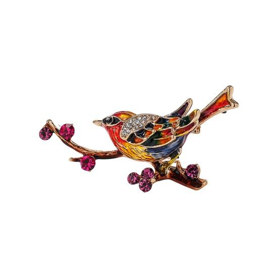 Magpie Brooch Enamel Oil Dripping Rhinestone Decor Chinese Style Bird And Brunch Clothes Pin Polished Coat