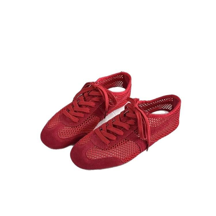 2025 Summer New Mesh Breathable Versatile Flat-bottomed German Training Shoes for Women's Sports and Leisure Lightweight Versatile Forrest Gump Sho