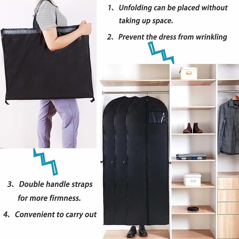 Dress Bag Long Dress Covers Bag Suit Bag with Zipper Dust-proof Clothes Covers Protector Bag 180cm Foldable Hanging Garment Bag