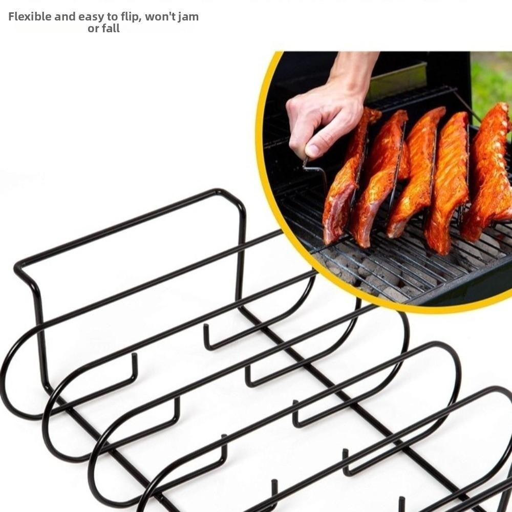 Non-Stick BBQ Rib Racks Carbon Steel Grilling Stand Multi-Purpose Ribs Grill Restaurant