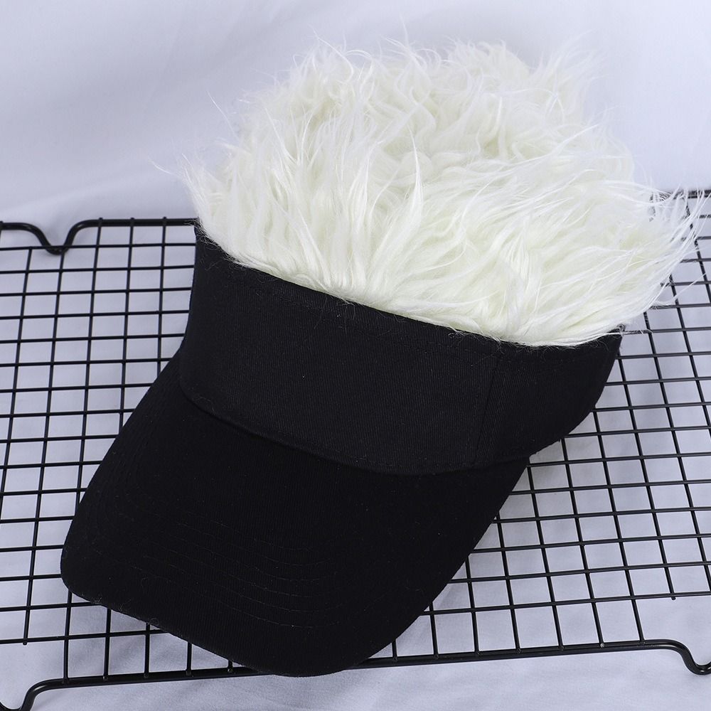 

Visor Women Baseball Cap With Spiked Hairs Wig Fake Hair Hat Fun Toupee Hats Wig Golf Baseball Cap Beige-Black hat