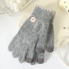 Finger gloves winter women's new thickened warm solid color cute student cycling cold-proof wool gloves women