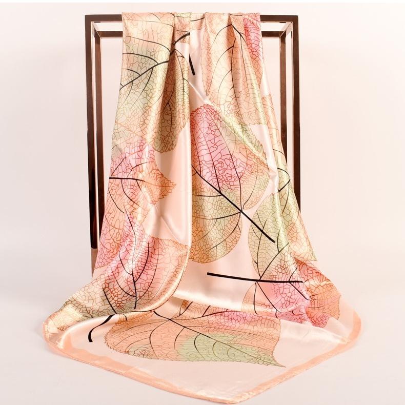 90x90cm Women Silk Scarf Small Satin Square Print Wrap Foulard Femme Handkerchief Bandana Neck Hair Skinny Tie Scarves Shawl