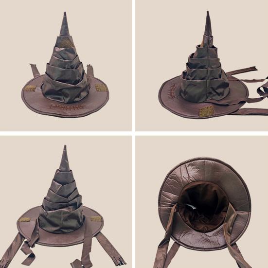 Women's Ruched Witch Hat Halloween Adult Wizard Costume for Masquerade Carnival Cosplay Party Accessory