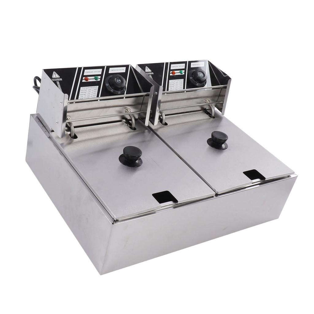 6L kommerzielle elektrische Fritteuse einstellbare Temperatur Dual Tank elektrische Friteuse US-Stecker 110V