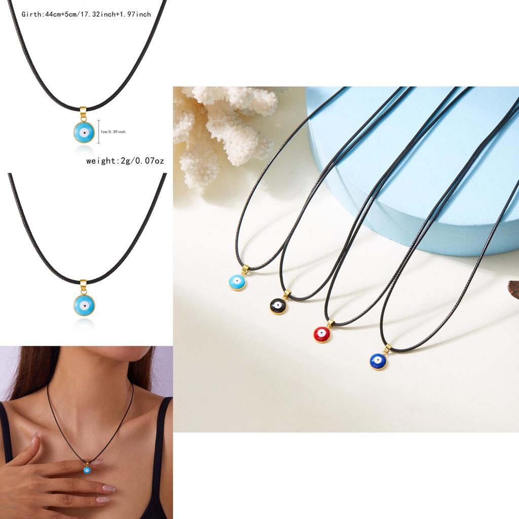 Creative Demon Eye Necklace With Leather Cord For Fashion Girls