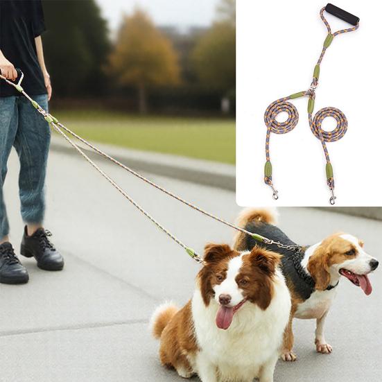 Double Dog Leash 360-degree Swivel Tangle-free Dual Dog Leash Walking