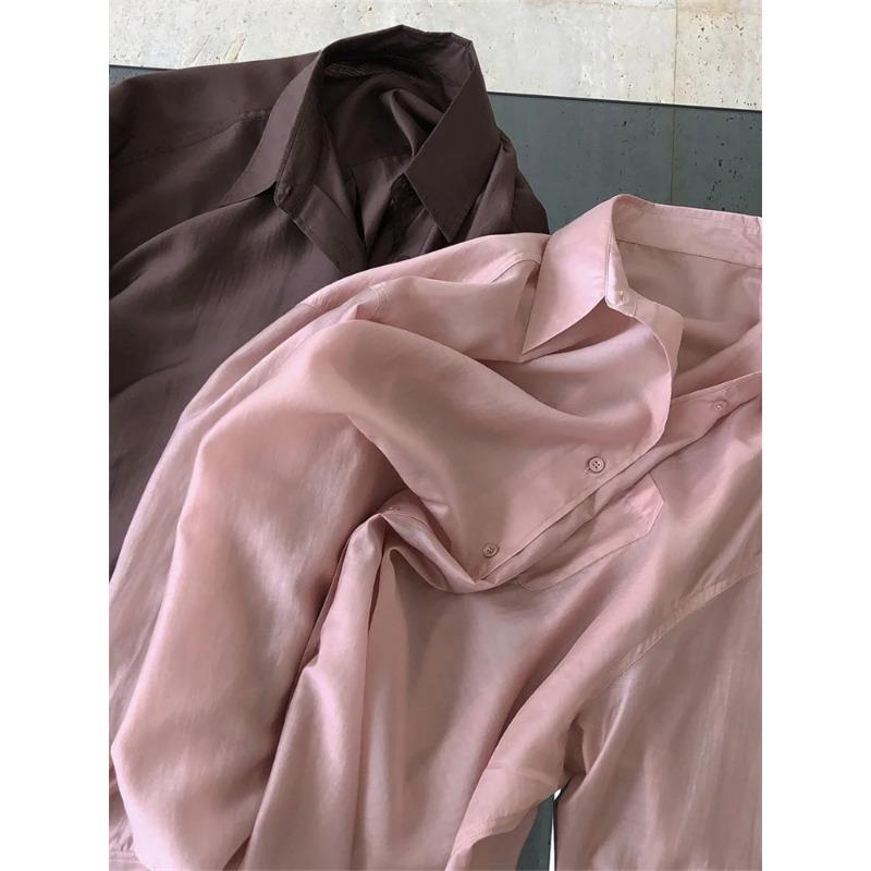 Summer Fashion Sunscreen Shirt Women Loose Thin Sagging Slightly Transparent Long Sleeve Top