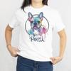 Watercolor French Bulldog Paris Tee, Colorful Portrait Frenchie Eiffel Tower Tee