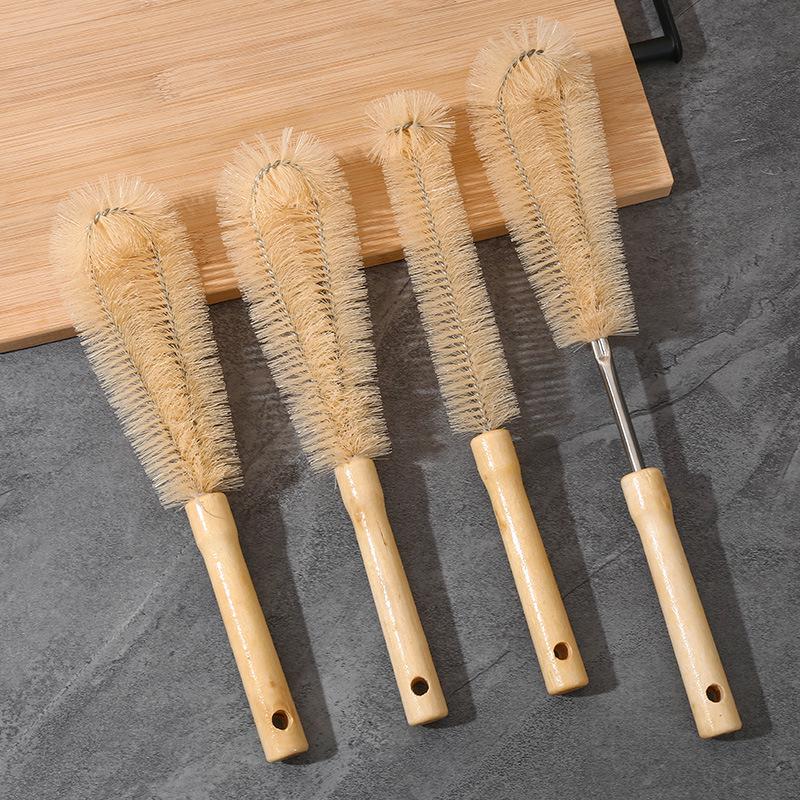 Baby Bottle & Cup Cleaning Brush with Insulated Handle - Soft Bristles & Extended Wooden Grip for Household Use