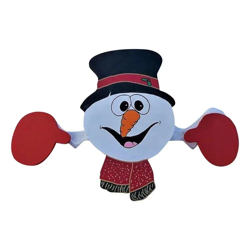 Christmas Fence Ornaments Santa Clause Snowman Reindeer Peeker Yard Ornaments Indoor Outdoor Ground Placard DIY Festival Gift