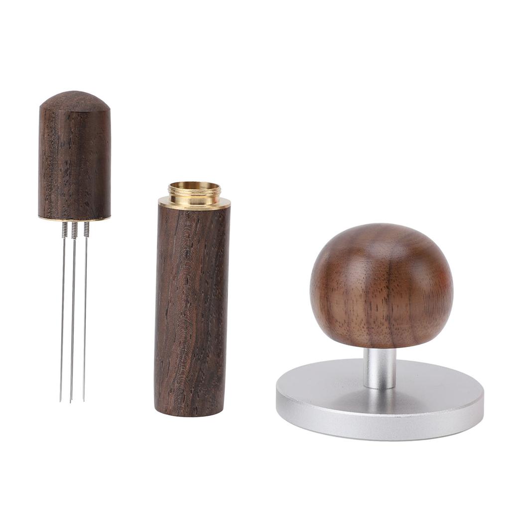 Coffee Tamper Coffee Distribution Tool with Wooden Round Handle Stainless Steel Base