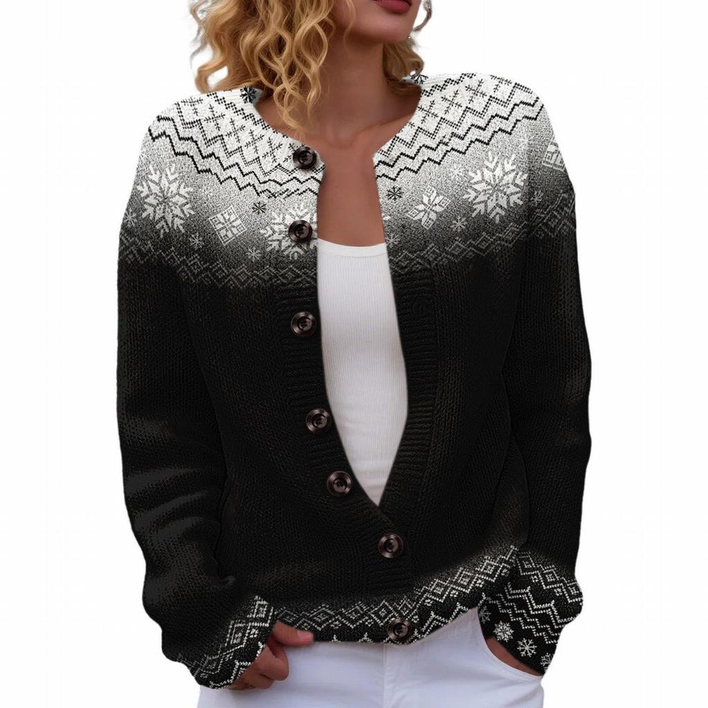 Round Neck 3D Print Cardigan Sweater TX-YK01