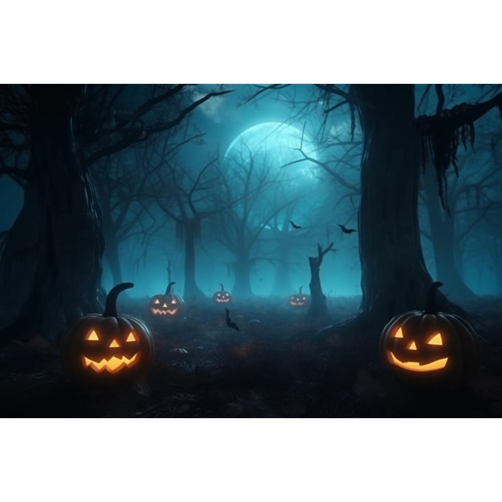 Halloween Fotografie Hintergrund Horror Nacht Mond Dunkler Wald Schloss Kürbis Halloween Party Kinder Porträt Kulisse Fotostudio