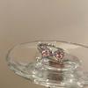 Stylish Bow Pink Knot Adjustable Open Ring For Women With Dazzling Gemstones Zirconia