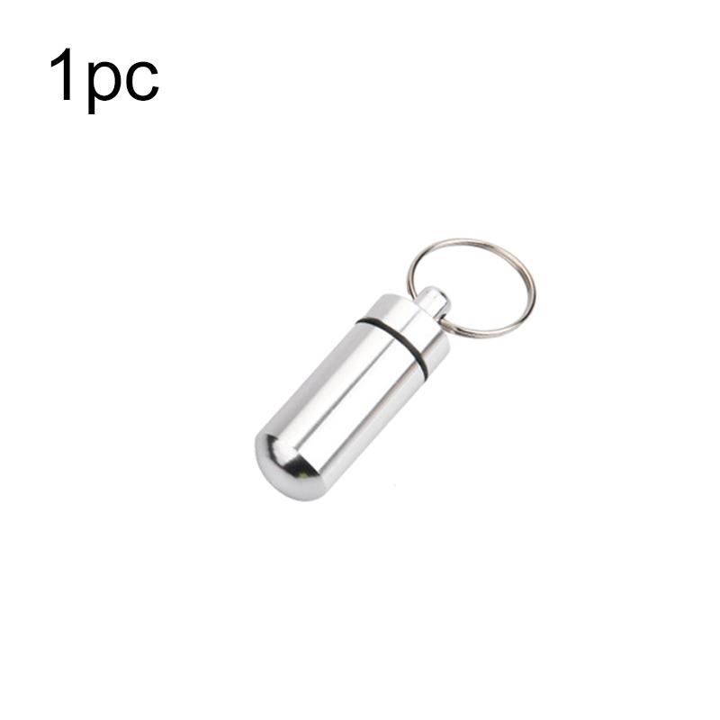 

Mini Aluminum Alloy Medicine Can with Keychain Portable Waterproof Medicine Box Medicine Dispenser Pill Shaped Outdoor Tools TMZ