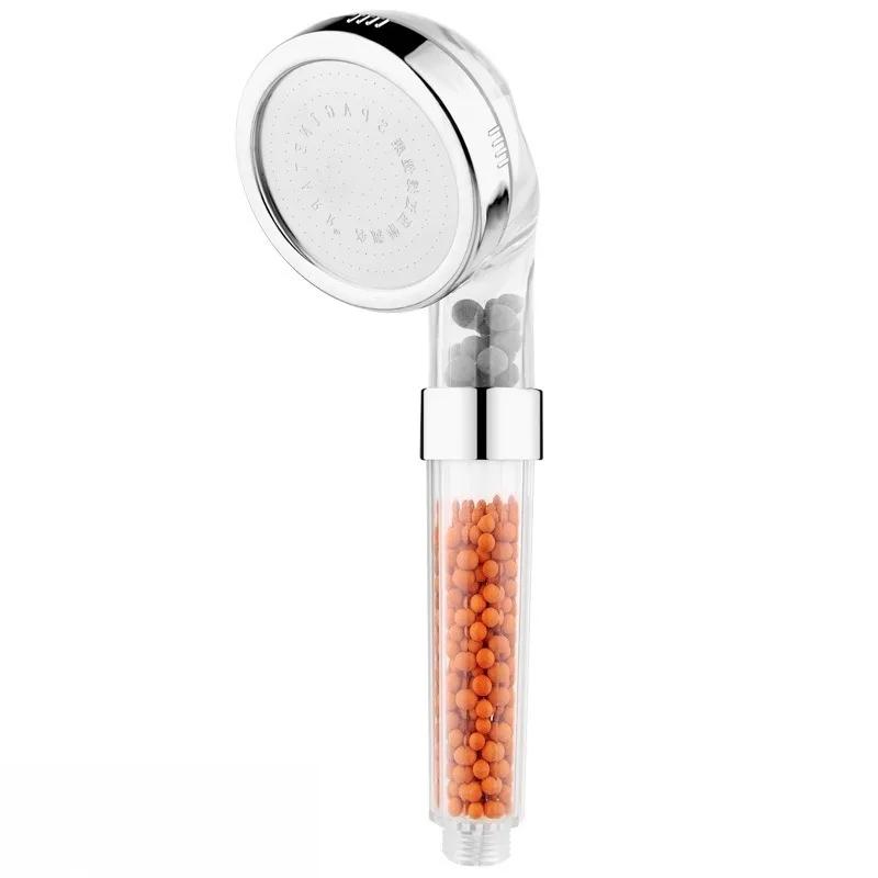 New 1pc for Bathroom with Filter Beads Filtered Shower Head ABS High Pressure Water Saving Spray Handheld Clear Showerheads