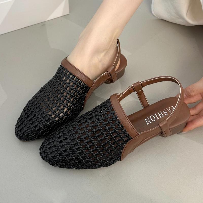 Fashion Women Mid Heels Sandals Fashion Weave Heeled Shoes Designer Mesh Chunky Slippers 2025 New Summer Pumps Dress Sandalias De Mujer