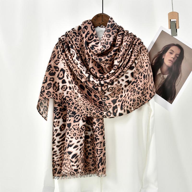 

Модный новый человеческий хлопок с леопардовым принтом, атласный длинный шарф, весенне-осенний тонкий шарф, универсальный шелковый шарф, шаль 182*85cm