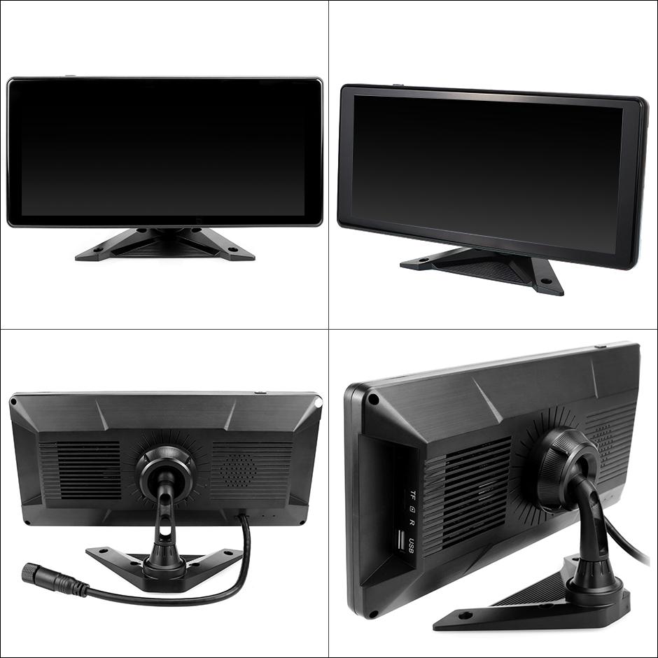 GreenYi 10.36 Inch 4 Channel Touch Screen Truck Bus Bluetooth MP5 DVR Recording Monitor With AHD 1080P Reverse Backup Camera