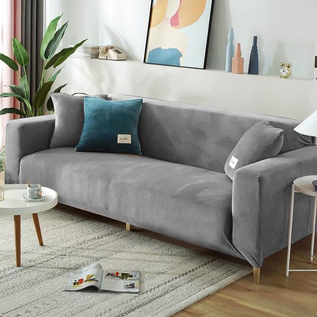 New Velvet Sofa Covers For Living Room Elastic Spandex Sofa Cover Sectional Couch L Shape Corner Armchair Covers 1 /2 /3 /4 Seat