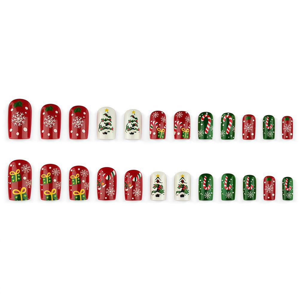 Festliches Schneeflocken- und Zuckerstangen-Set für tragbare Nagelkunst