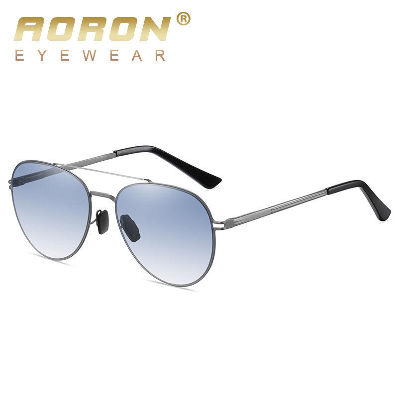 AORON Metal Frame Sunglasses for Men Women Gradient Color Anti Glare Glasses Outdoor Fashion Driving Fishing Eyewear