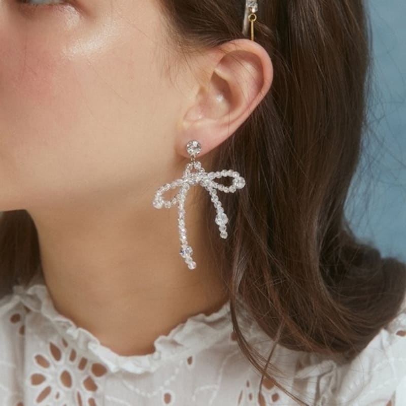 Jean Paul Clarisse Beaded Ribbon Earrings JB-24-063E