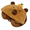 Lovely Plush Pillow with Hat Delightful Cartoon Animal Stuffed Neck Cushion Perfect for Adults and Children Traveling