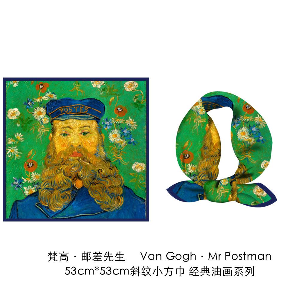 Silk scarf Van Gogh classic oil painting blooming apricot lady new 11cm decorative painting small square scarf scarf