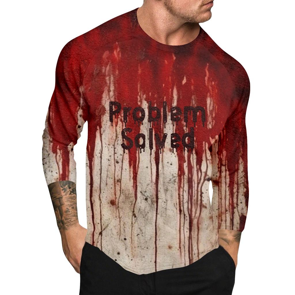 Halloween Print Raglan Sleeve Men's Long Sleeve Top