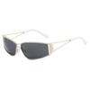 Fashion Y2k Frameless Sunglasses Steampunk Gradient Trendy Fashion Sunglasses Solid Color Metal Rimless Oval Sunglasses Women