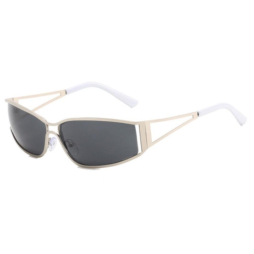Fashion Y2k Frameless Sunglasses Steampunk Gradient Trendy Fashion Sunglasses Solid Color Metal Rimless Oval Sunglasses Women