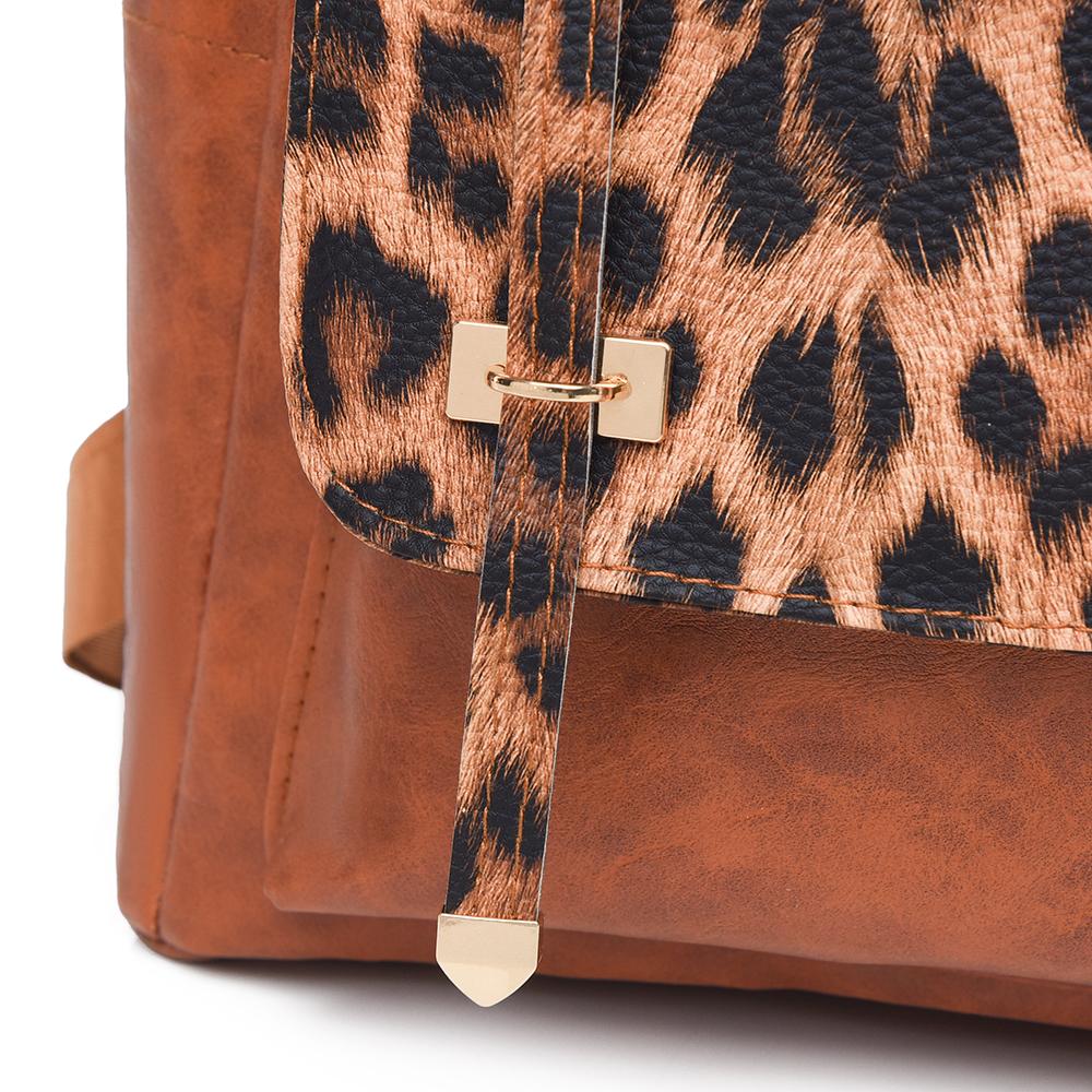 Vintage Rucksack mit Leopardenmuster Damen Schultertasche Studentenrucksack