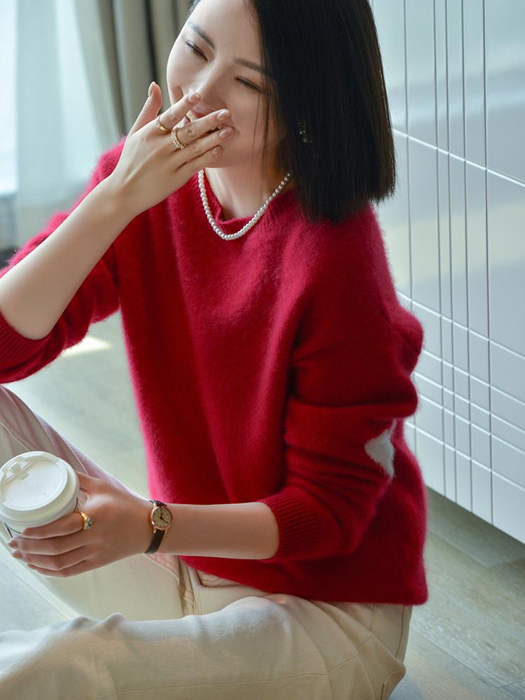 Women's Cashmere Sweater Qinghe Cashmere 30% Cashmere 70% Wool Autumn and Winter Cashmere Pullover Soft and Warm
