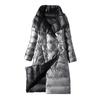 Double Sided Long Down Jacket Spring Autumn Turtleneck White Duck Down Warm Parkas Black Gold  Gray Light Blue Green White S-5XL